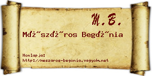 Mészáros Begónia névjegykártya